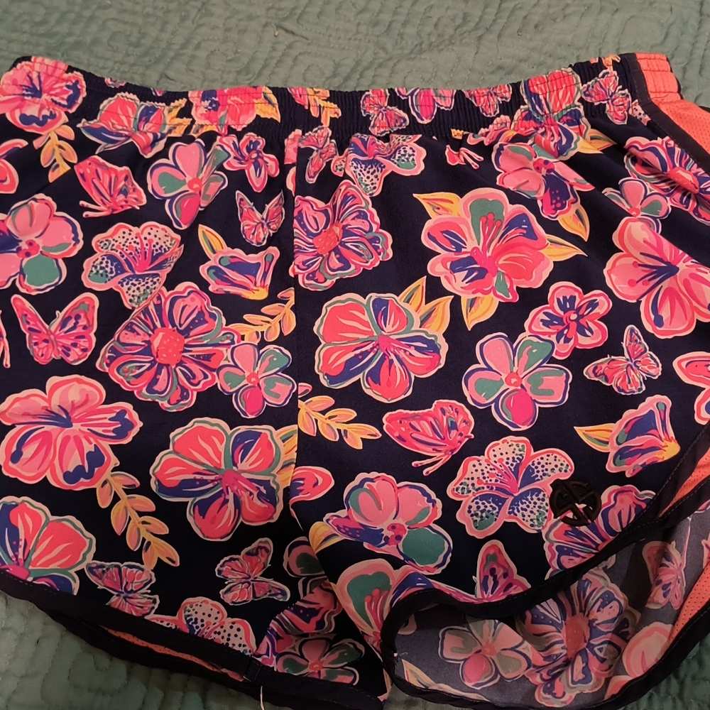Simply Southern Pink and Blue Athletic Shorts Vibrant Design